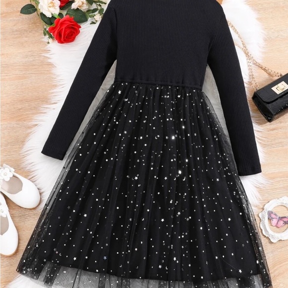 Girls Star Mesh Overlay Dress - Picture 2 of 3